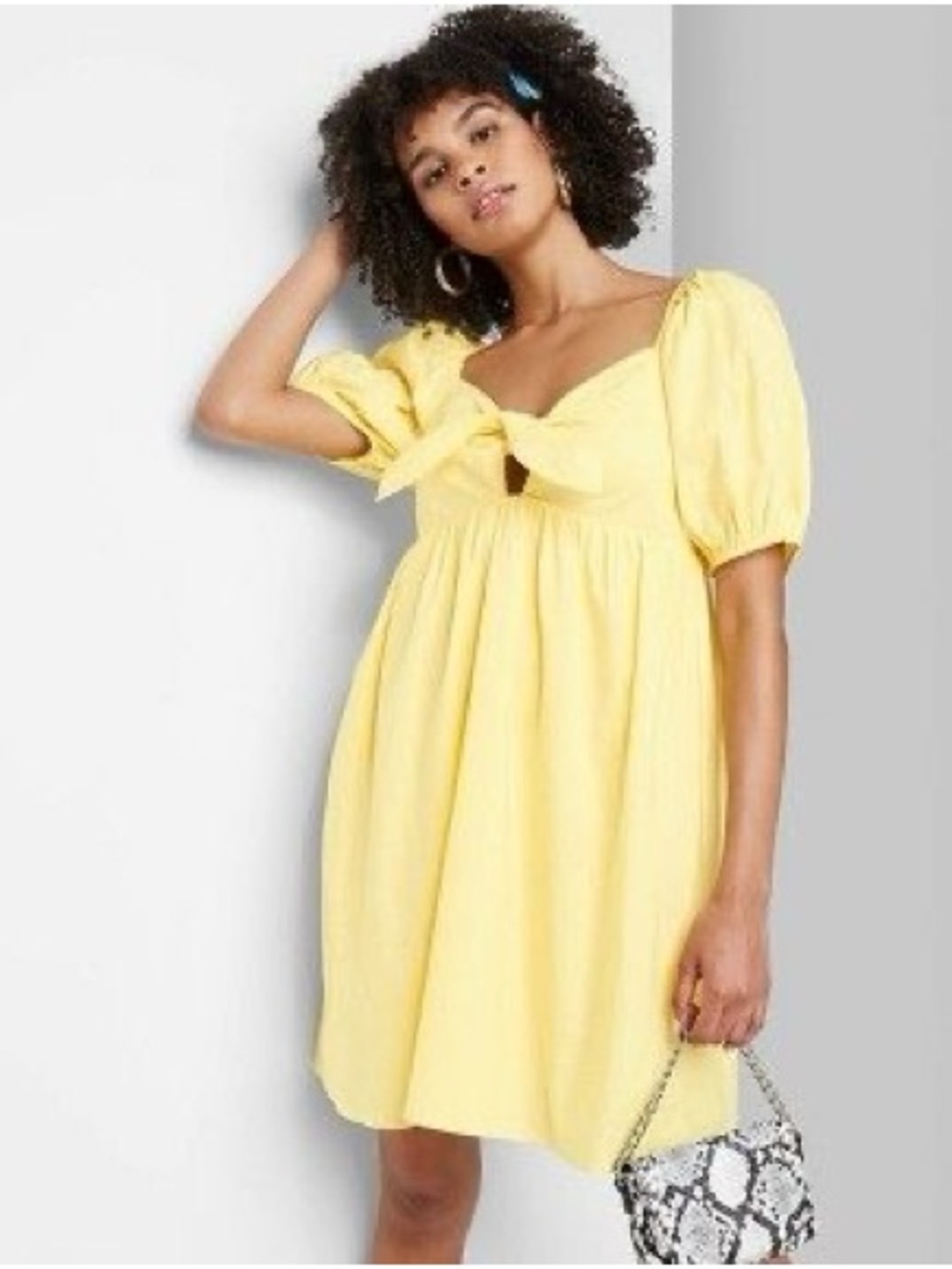 Wild Fable Yellow Tie Front Poplin Mini Dress 💛